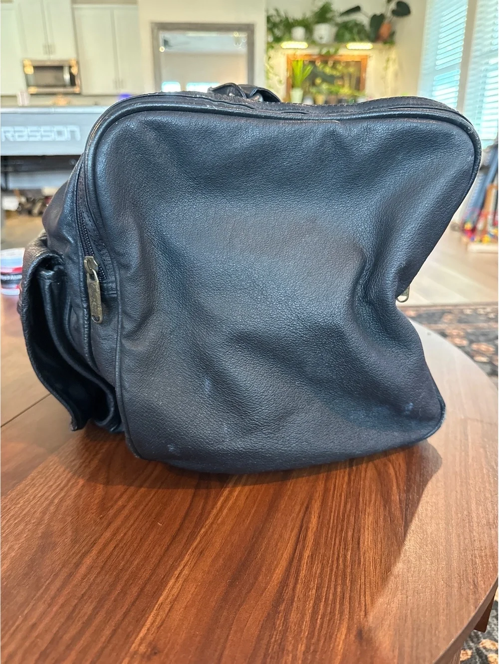 Claire Chase Black Leather Duffel Bag